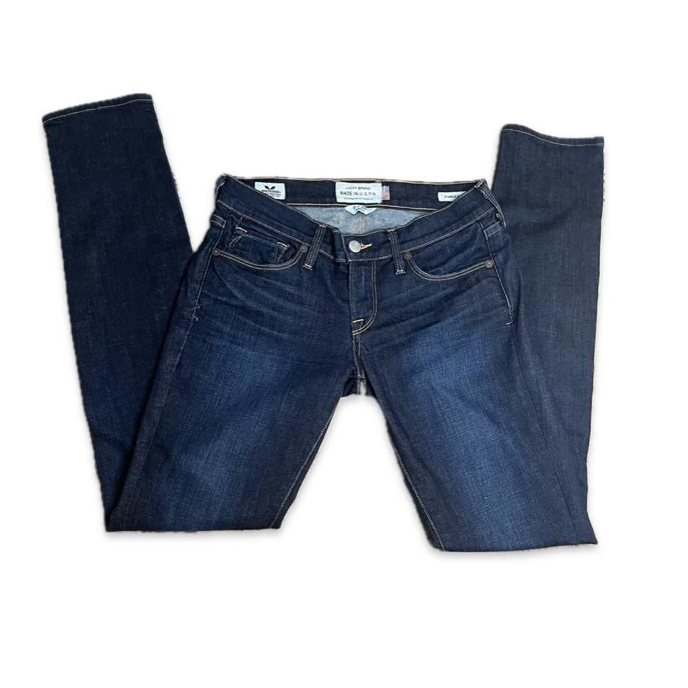 Lucky Brand White Oak Cone Denim Made in USA Charlie Skinny Jeans Size 25